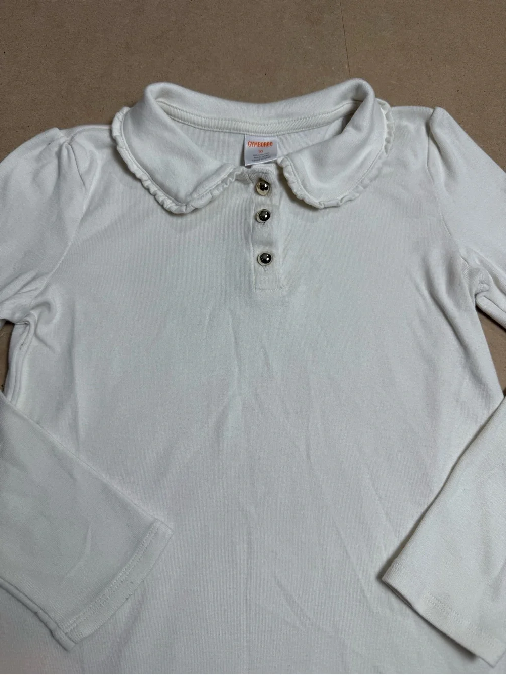 Gymboree Girls Size 10 White Long Sleeve Peter Pan Collar Polo Shirt coquette